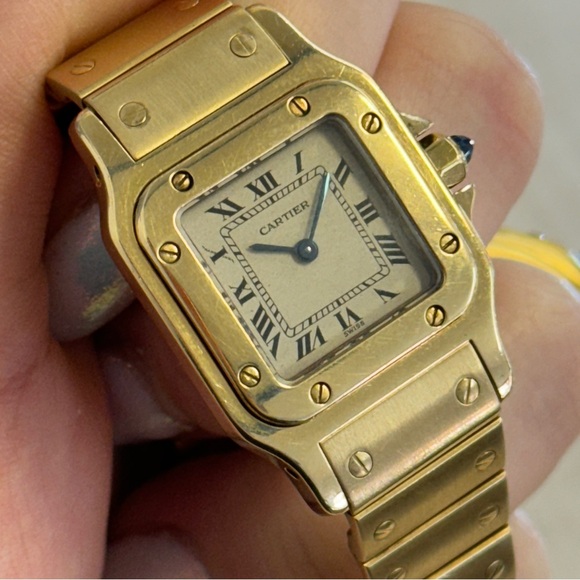 VINTAGE⭐️Cartier⭐️18K Solid Gold Santos Galbee Small Model - Picture 11 of 16